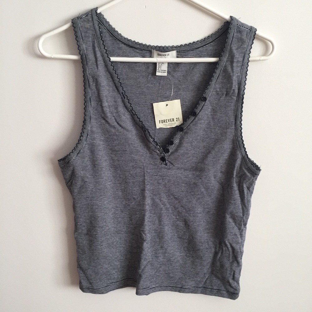 NWT Forever 21 Striped Button Tank Top
